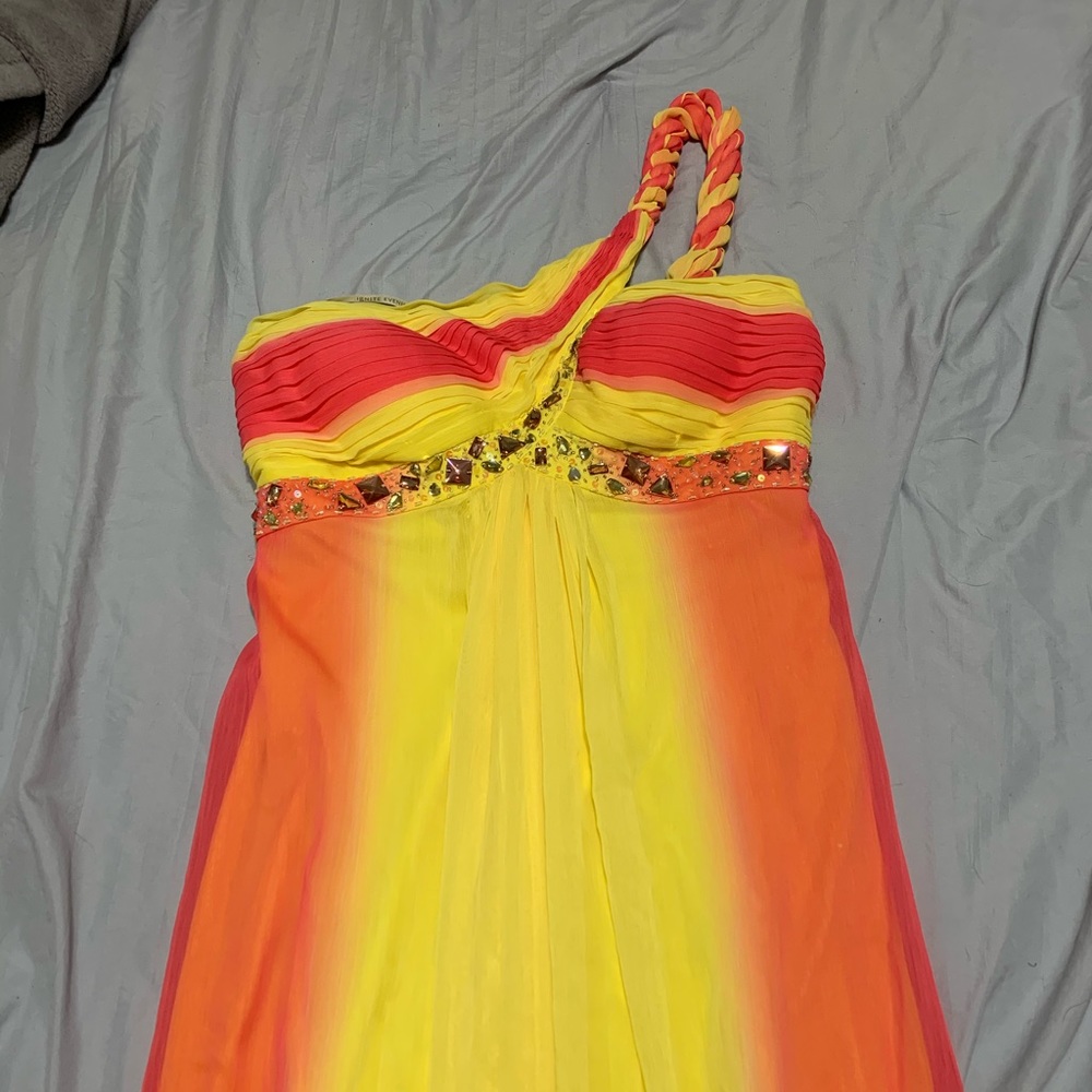 Yellow & Pink Ombré long prom dress